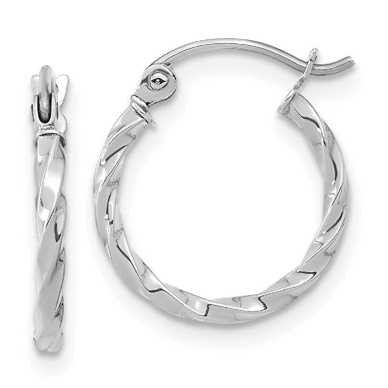 Hoop earrings with removable pendants for a versatile and customizable accessory-Curata 10k White Gold Twist Polished Hoop Earrings - 16.45x14.68mm Wide 2mm Thick