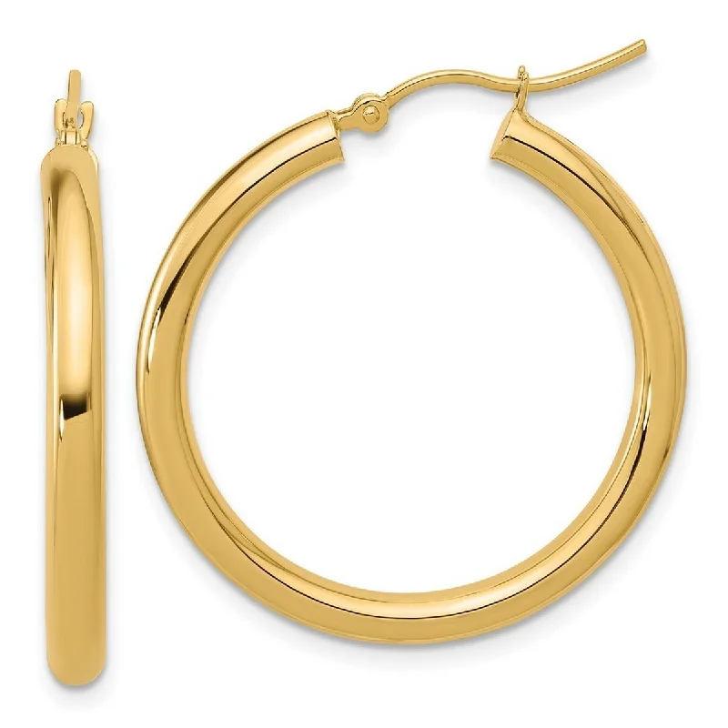 Hoop earrings with removable pendants for a versatile and customizable accessory-Curata 10k Yellow Gold Polished Hinged 30x3mm Round Hoop Earrings