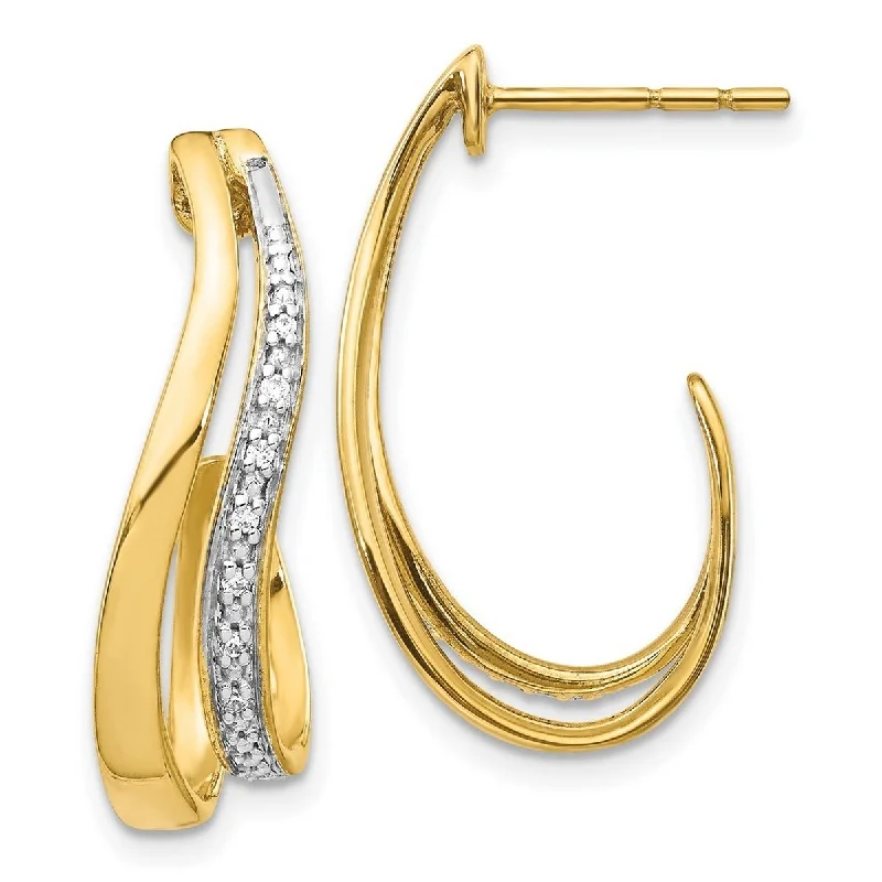 Best hoop earrings with geometric shapes for a modern and artistic appeal-Curata 14k Rhodium Diamond Earrings Measures 25x8mm Wide