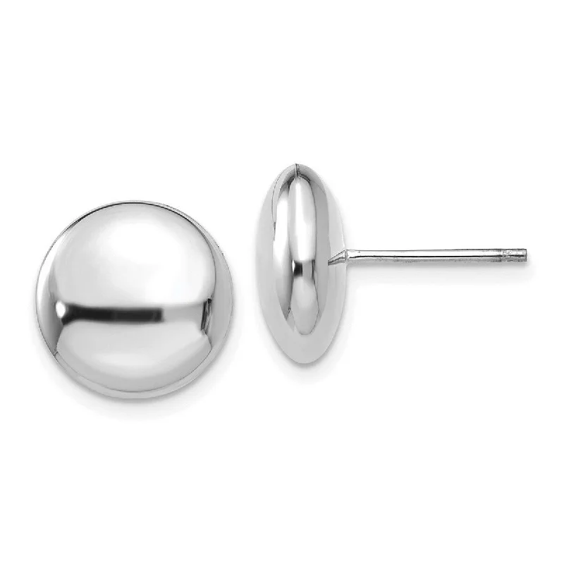 Small hoop earrings for a delicate and understated everyday wear-Curata 14k White Gold 12mm Polished Round Button Post Earrings