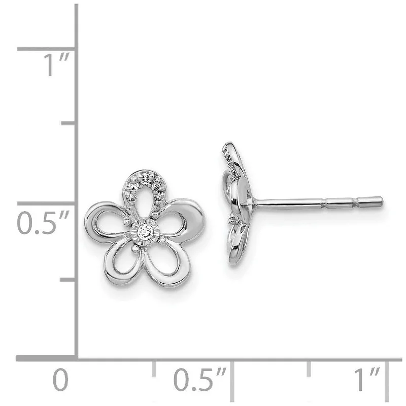 Hoop earrings with leather accents for a sleek and bold combination-Curata 14k White Gold Diamond Flower Earrings Measures 10x11mm Wide