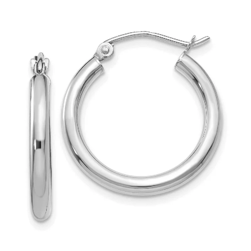 Hoop earrings with infinity loop designs for a continuous and eternal shape-Curata 14k White Gold Polished 20x2.5mm Lightweight Round Hoop Earrings