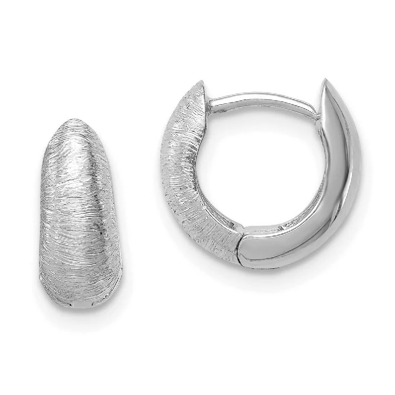 Stylish hoop earrings with diamond accents for an elegant and sparkling effect-Curata 14k White Gold Textured Hoop Earrings - 10.8x11.2mm