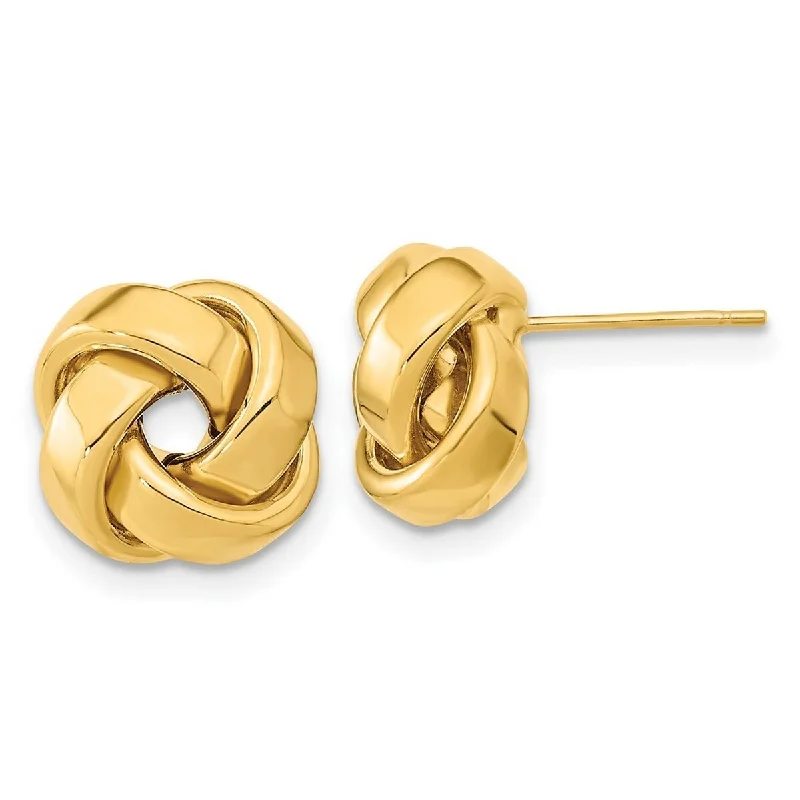 Best hoop earrings with Swarovski crystals for added sparkle and luxury-Curata 14k Yellow Gold 12mm Polished Love Knot Post Earrings