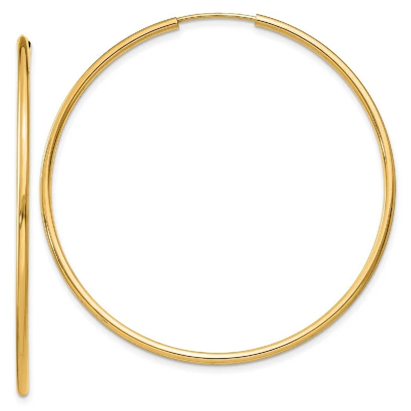 Hoop earrings with oversized designs for a bold, fashion-forward statement-Curata 14k Yellow Gold e 1.5x45mm Polished Round Endless Hoop Earrings