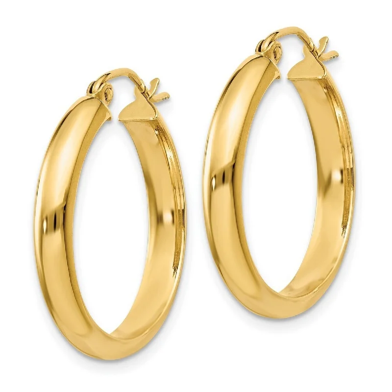 Best hoop earrings with braided leather for a rustic, stylish finish-Curata 14k Yellow Gold Polished Round Tube Hoop Earrings - 25x25mm