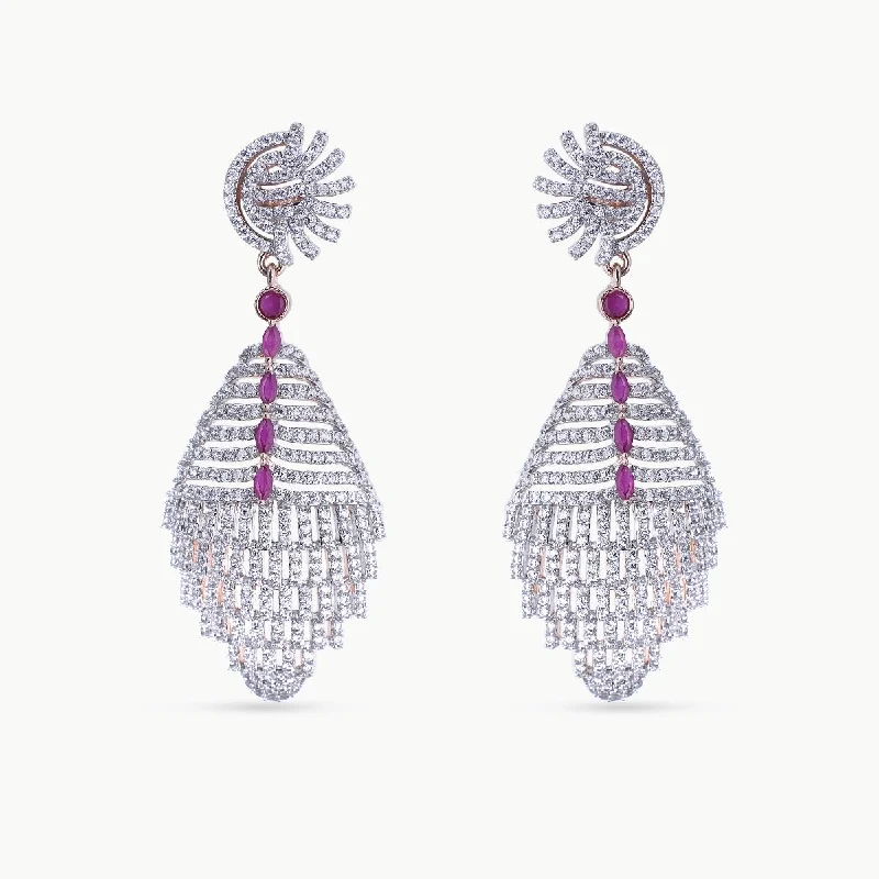 Hoop earrings with enamel stripes for a colorful and eye-catching design-Dipra Nakshatra CZ Earrings