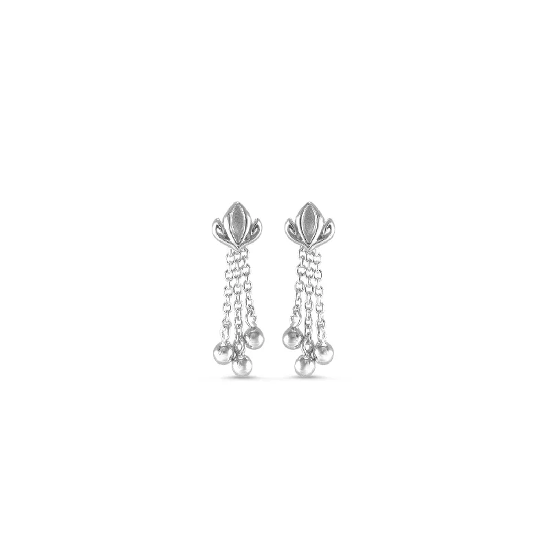 Classic hoop earrings with a thin profile for a sleek and subtle style-Dual Tassel Earring Short - Sterling Silver