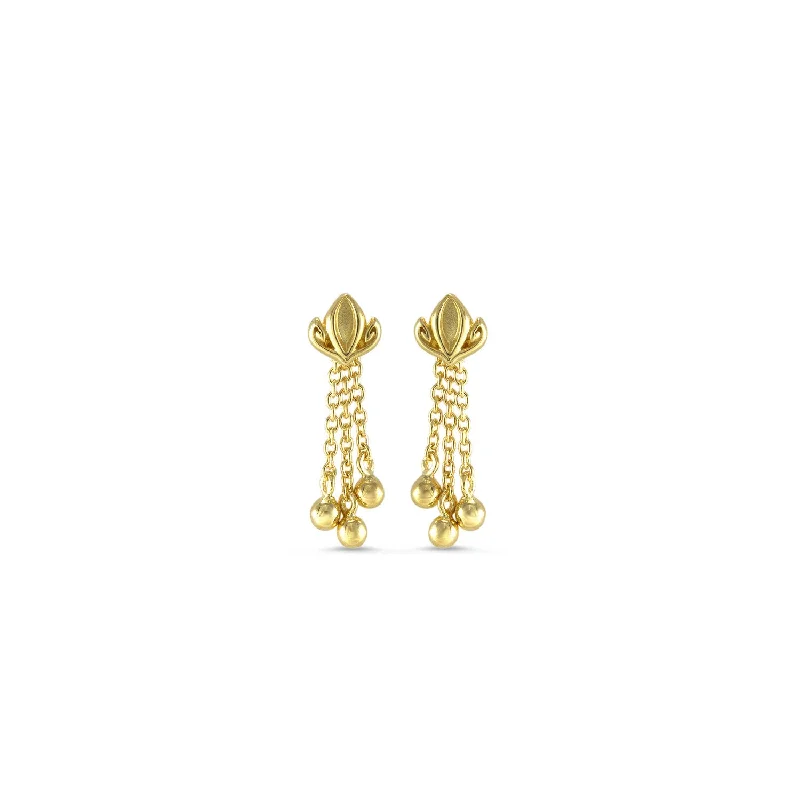 Hoop earrings with cut-out designs for a creative and lightweight effect-Dual Tassel Earring Short - 18K Gold Vermeil