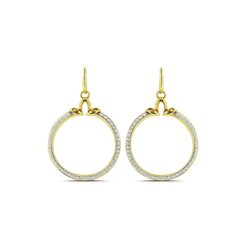 Hoop earrings with crescent moon shapes for a celestial and mystical appearance-Portrait Pavé Hoop Earring 1" - 18K Gold Vermeil + CZ Blanc