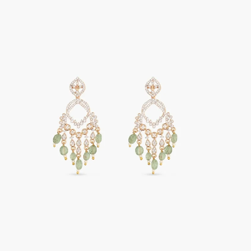 Best hoop earrings with matching bracelets for a coordinated jewelry set-Eliza Nakshatra CZ Chandelier Earrings