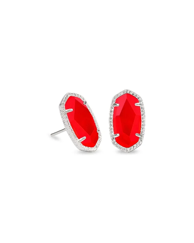 Hoop earrings with hammered textures for a boho-chic and rustic vibe-Ellie Earring in Rhodium Red Illusion