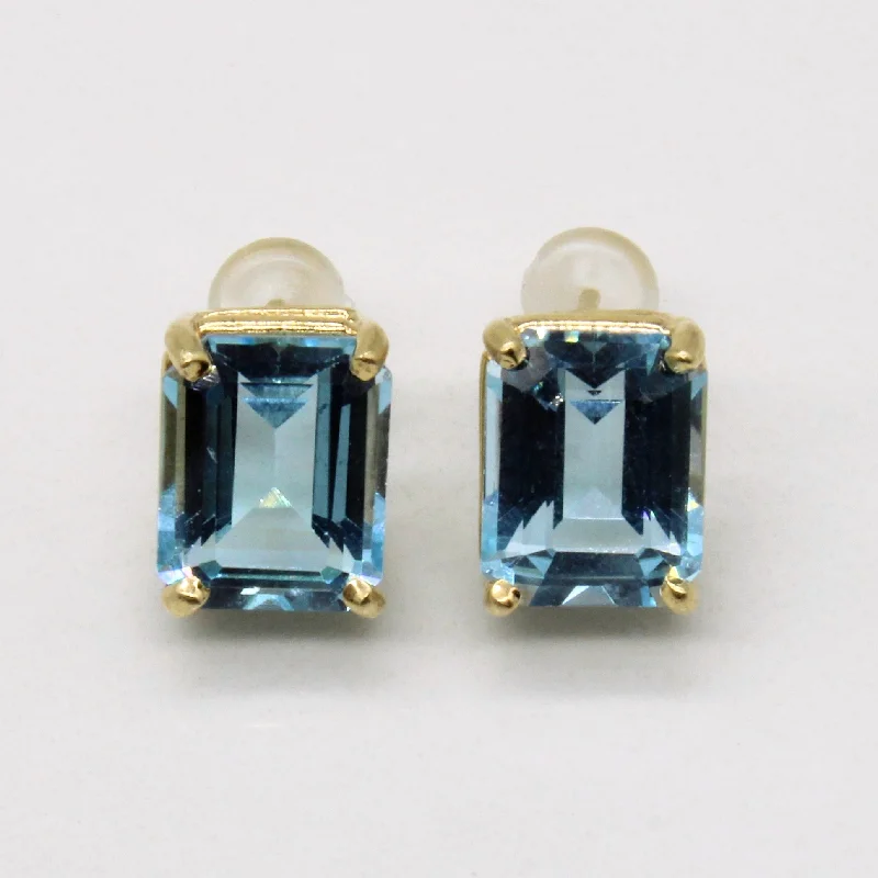 Hoop earrings with leather accents for a sleek and bold combination-Emerald Cut Topaz Earrings | 7.50ctw |