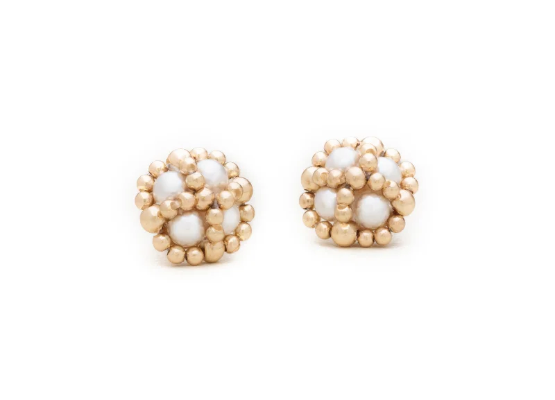 Stylish hoop earrings with diamond accents for an elegant and sparkling effect-Enhanced Clover Studs, Pearl