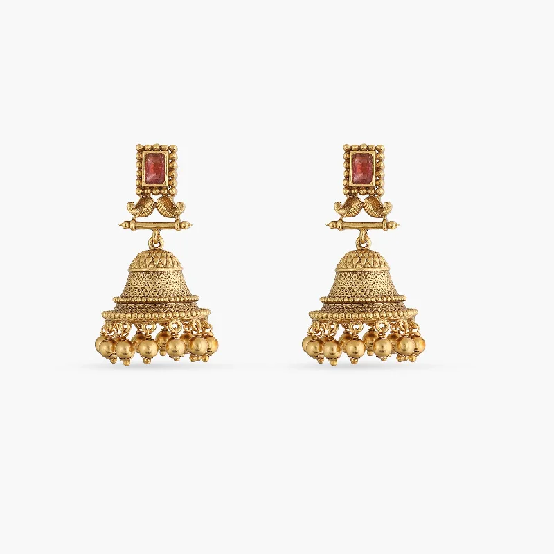 Classic hoop earrings with a thin profile for a sleek and subtle style-Fida Antique Jhumka Earrings