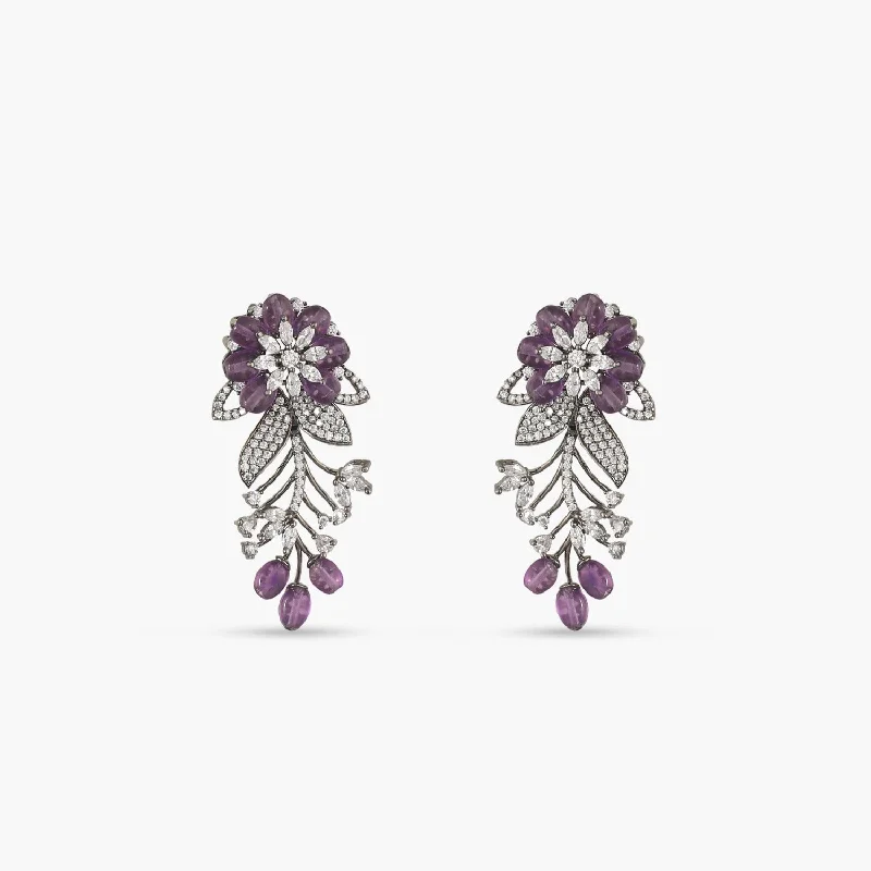 Best hoop earrings with geometric pendants for a modern, chic appeal-Floral Bloom Classic CZ Earrings