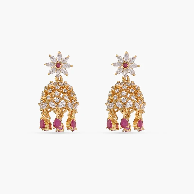 Hoop earrings with abstract shapes for an artistic and creative touch-Florid Delicate CZ Earrings