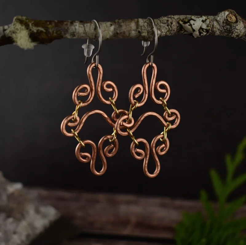 Hoop earrings with tortoiseshell designs for a chic and classic style-Hammered Copper Chandelier Earrings | Limited Edition