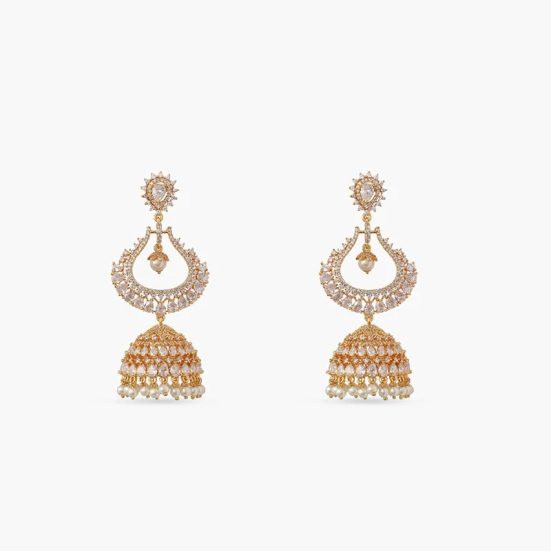 Hoop earrings with heart-shaped frames for a romantic and feminine look-Harper Nakshatra CZ Jhumka Earrings