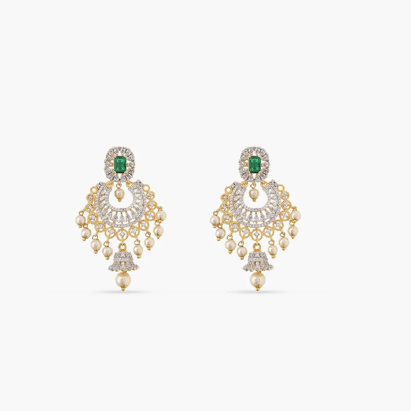 Hoop earrings with textured finishes for a vintage and classic style-Josie Nakshatra CZ Chandbali Earrings