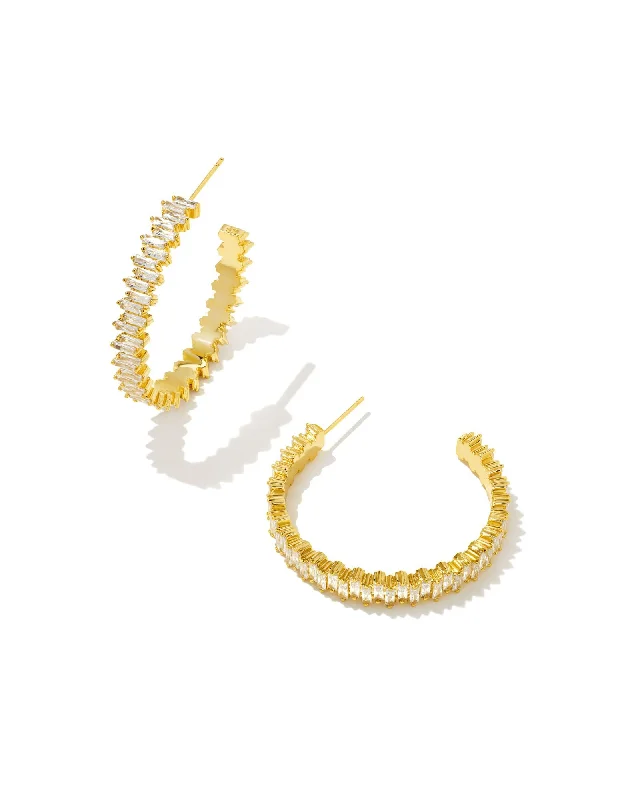 Hoop earrings with heart-shaped frames for a romantic and feminine look-Juliette Hoop Earrings in Gold White Crystal