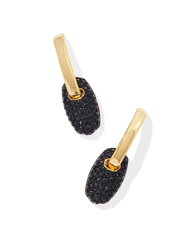 Hoop earrings with cut-out designs for a creative and lightweight effect-Kendra Scott  Bailey Gold Pave Huggie Earrings in Black Crystal