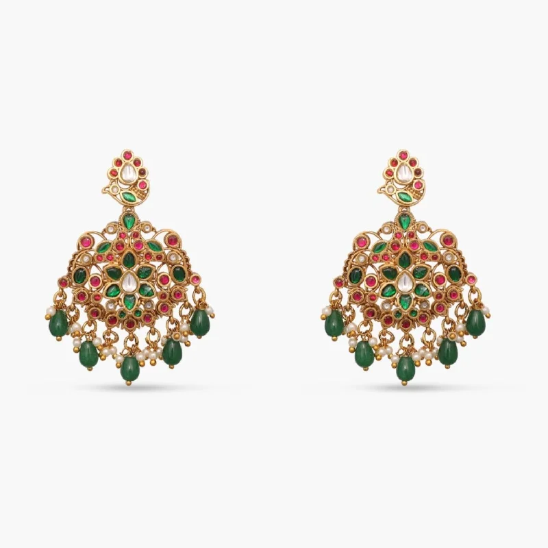 Best hoop earrings with crescent-shaped designs for a bold, moon-inspired style-Kinjal Kempu Antique Earrings