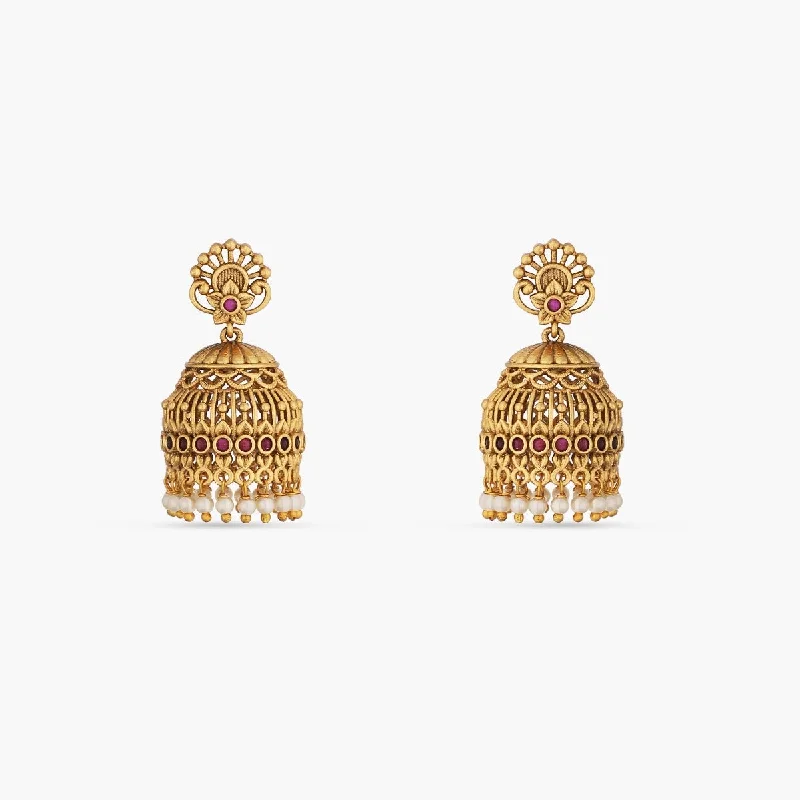 Best hoop earrings with asymmetrical designs for a fashion-forward, avant-garde look-Komli Antique Jhumka Earrings