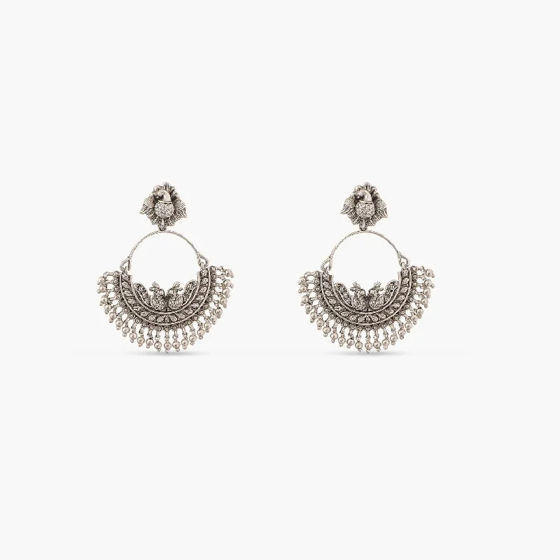 Best hoop earrings with snake chain details for a sleek and modern touch-Maati Stunning Peacock  Antique Oxidized Chandbali Earrings