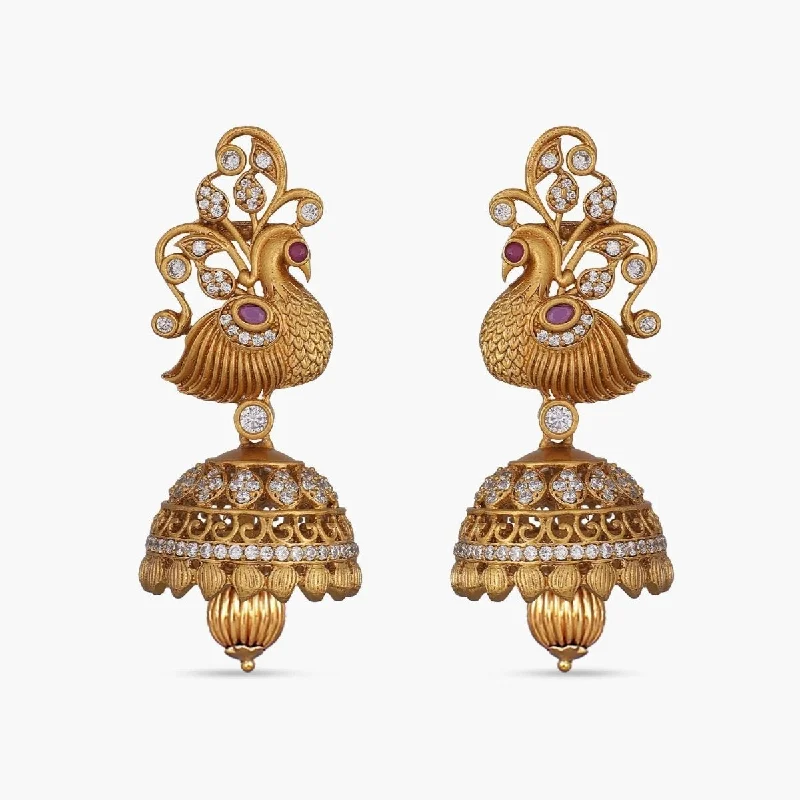 Best hoop earrings with minimalist designs for a clean and modern aesthetic-Malavika Antique Jhumka Earrings