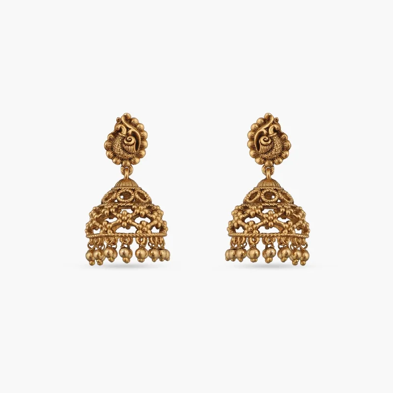 Best hoop earrings with tribal designs for a cultural and exotic aesthetic-Mayuri Antique Jhumka Earrings