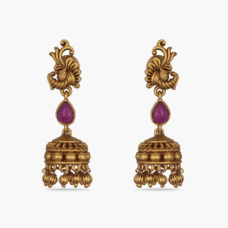 Best hoop earrings with sparkling cubic zirconia for a brilliant, budget-friendly effect-Mukta Antique Jhumka Earrings