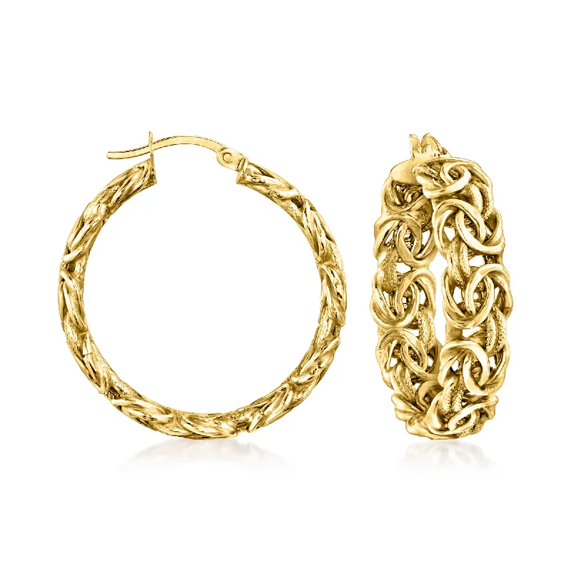 Best hoop earrings with sparkling cubic zirconia for a brilliant, budget-friendly effect-Ross-Simons 14kt Yellow Gold Byzantine Hoop Earrings