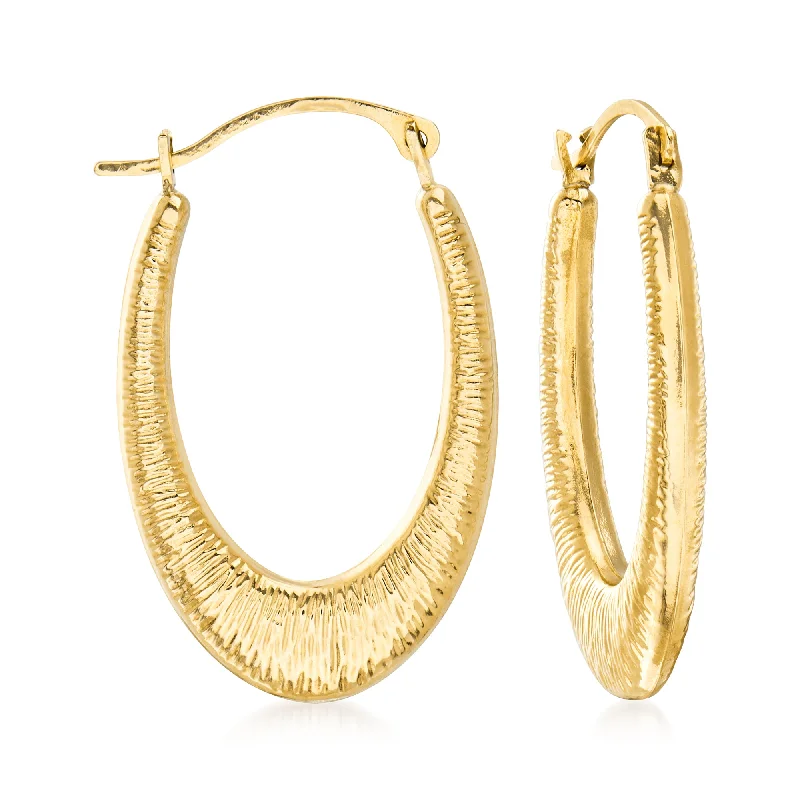 Hoop earrings with leather accents for a sleek and bold combination-Ross-Simons 14kt Yellow Gold Oval Hoop Earrings