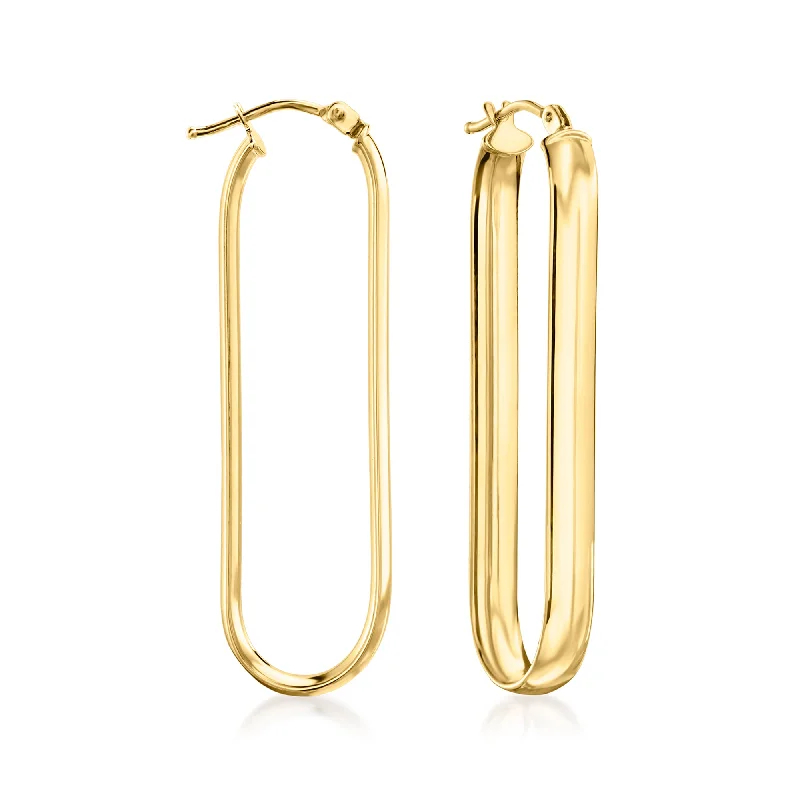 Hoop earrings with hammered textures for a boho-chic and rustic vibe-Ross-Simons Italian 14kt Yellow Gold Paper Clip Link Hoop Earrings