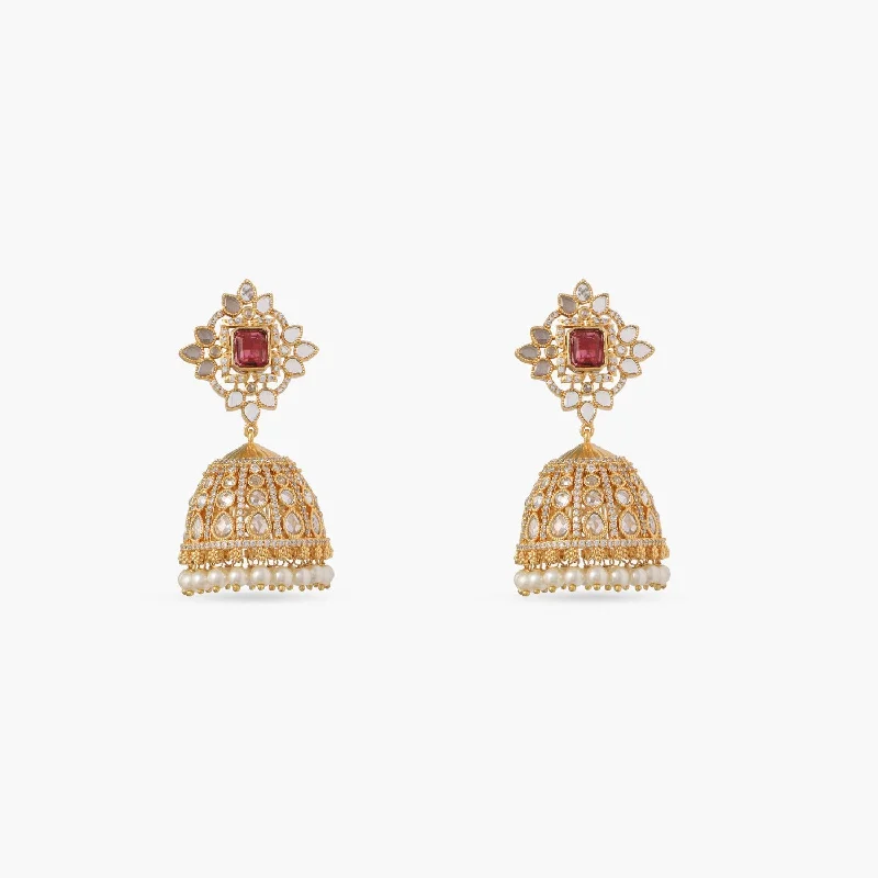 Hoop earrings with twisted leather for a chic and modern boho look-Sadie Nakshatra CZ Jhumka Earrings