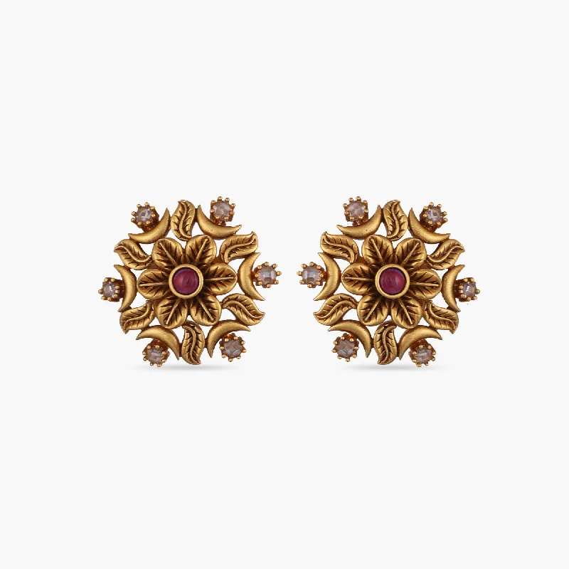 Hoop earrings with leather accents for a sleek and bold combination-Sajal Antique Earrings