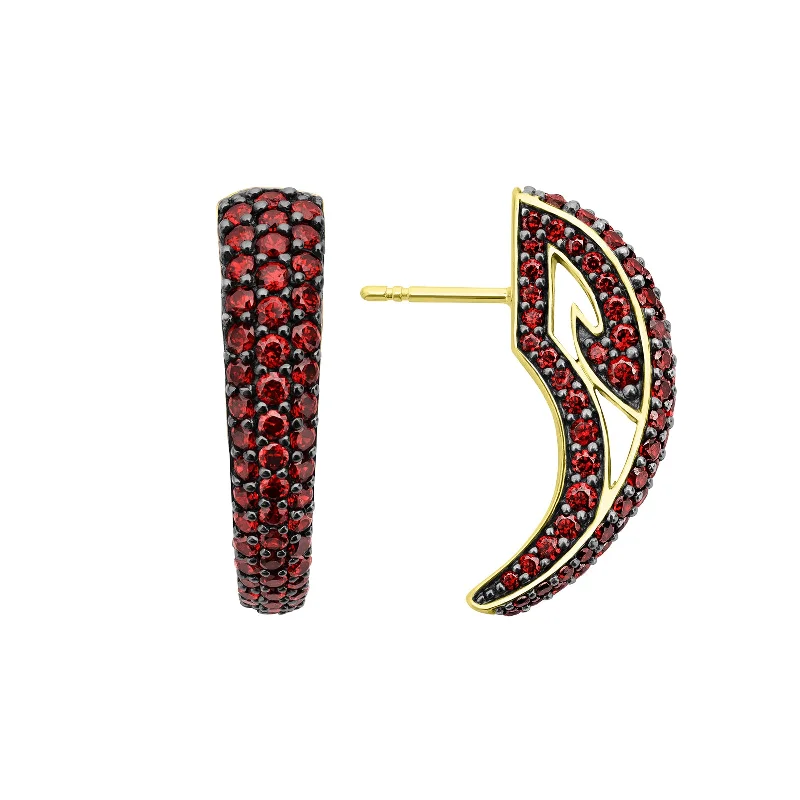 Best hoop earrings with blackened metal for an edgy and bold appearance-Talon Pavé Earring - 18K Gold Vermeil + CZ Rouge