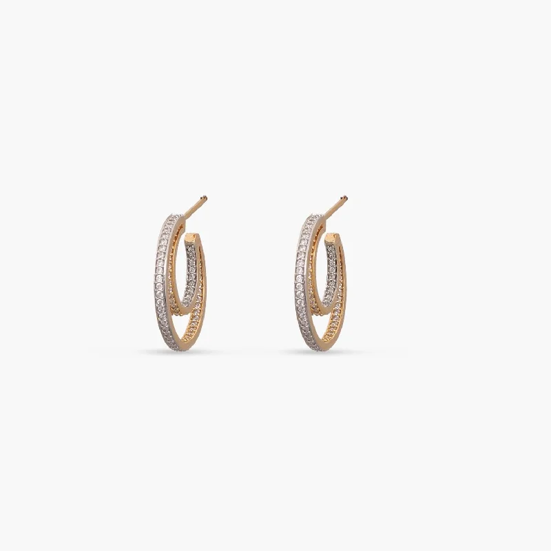 Hoop earrings with stacked layers for a bold and textured design-Simple Hoop CZ Earrings