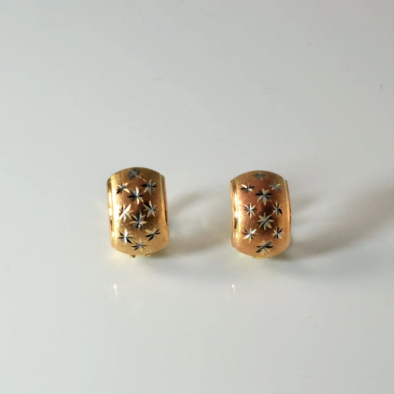 Hoop earrings with rhinestone-studded rims for a glamorous touch-Starburst Gold Huggie Earrings |