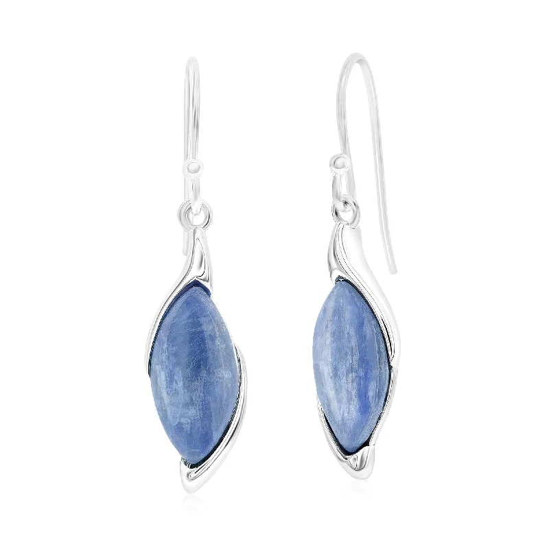 Best hoop earrings with butterfly motifs for a playful and whimsical appearance-Sterling Silver Marquise Kyanite Earrings