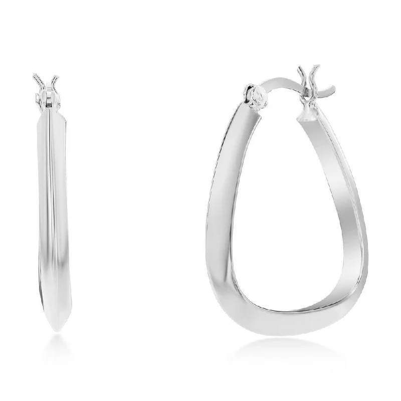 Best hoop earrings with custom designs for a personalized, unique accessory-Sterling Silver or Gold Plated over Sterling Silver 27mm Triangle-Shaped Hoop Earrings