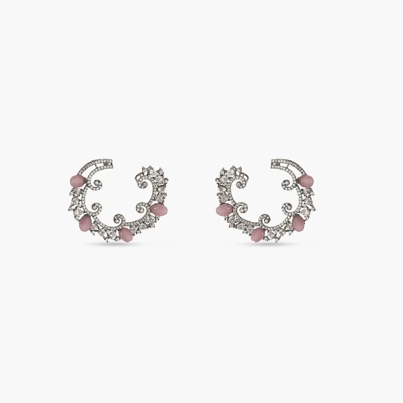 Hoop earrings with open designs for a modern, lighthearted vibe-Swirl & Shine CZ Hoop Earrings