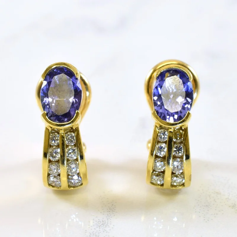 Hoop earrings with a matte finish for a sleek and sophisticated appearance-Tanzanite & Diamond Earrings | 1.50ctw, 0.32ctw |