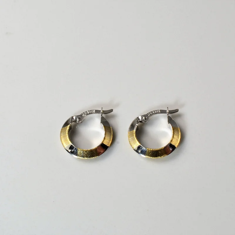 Hoop earrings with polished metal for a shiny and high-quality finish-Two Tone Gold Huggie Earrings