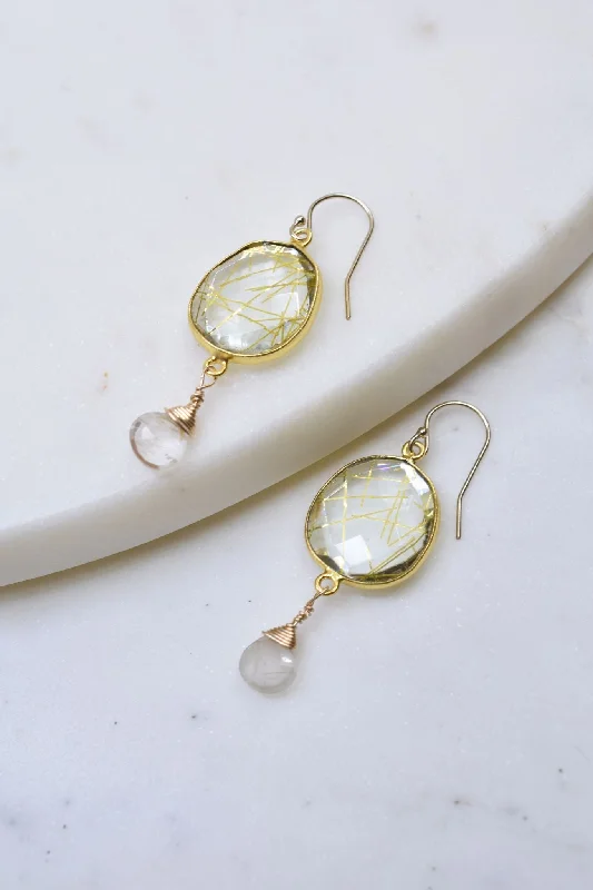 Hoop earrings with braided patterns for a detailed and textured finish-Victoria Ojai Earring in Golden Rutilated Quartz