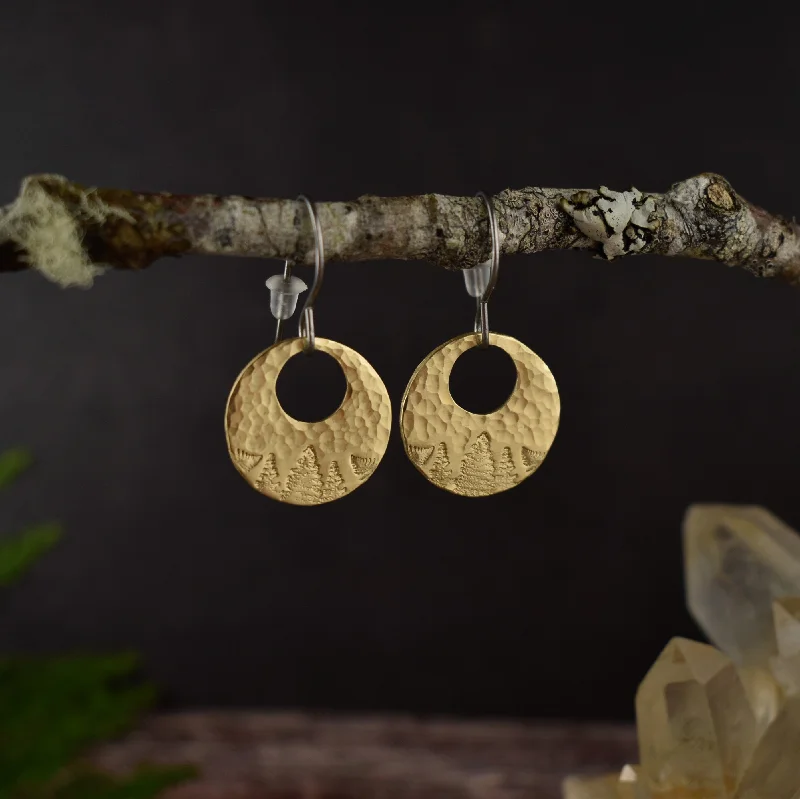 Hoop earrings with cut-out designs for a creative and lightweight effect-Woodland Brass Earrings | Limited Edition