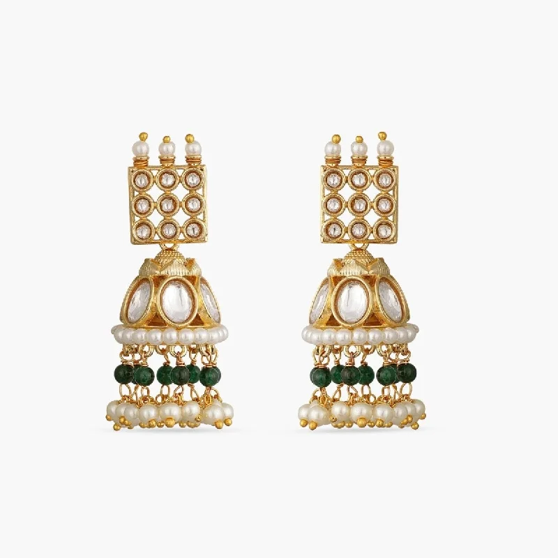 Best hoop earrings with oval shapes for a unique and elongated design-Yana Kundan Jhumka Earrings